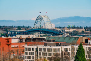 The Fremont Bridge from NW Westover Road