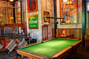 A pool table in one of the Kennedy School bars