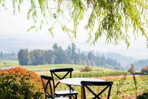 Wine on a table at White Rose Estate