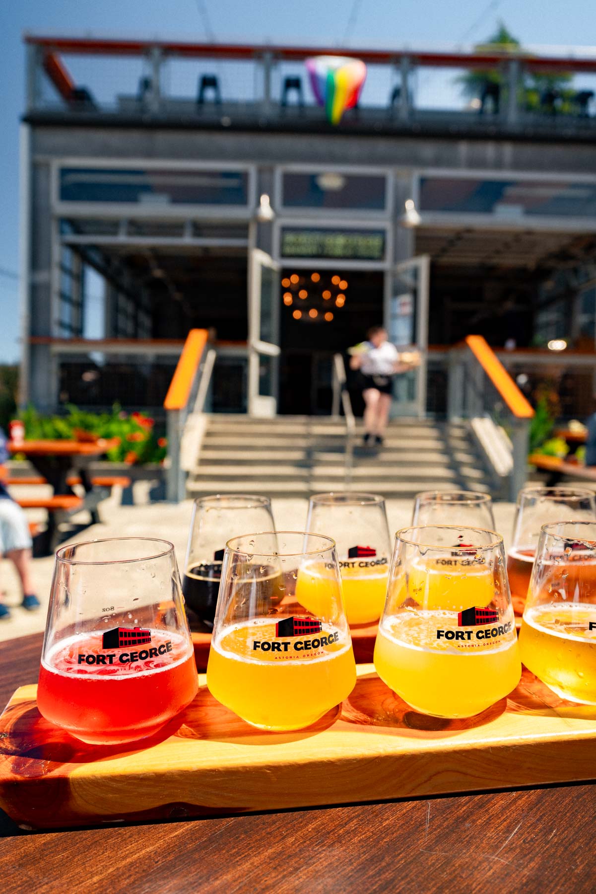Flights of beer at Fort George Brewery Astoria
