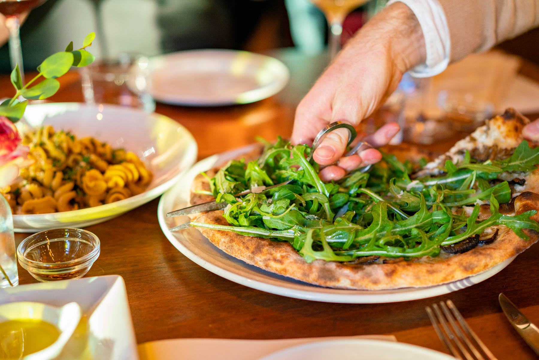 Fresh wood-fired pizza at a Portland Oregon pizzeria